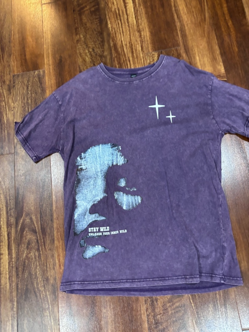 SHEIN Purple 'Stay Wild' Graphic Short Sleeve Tee